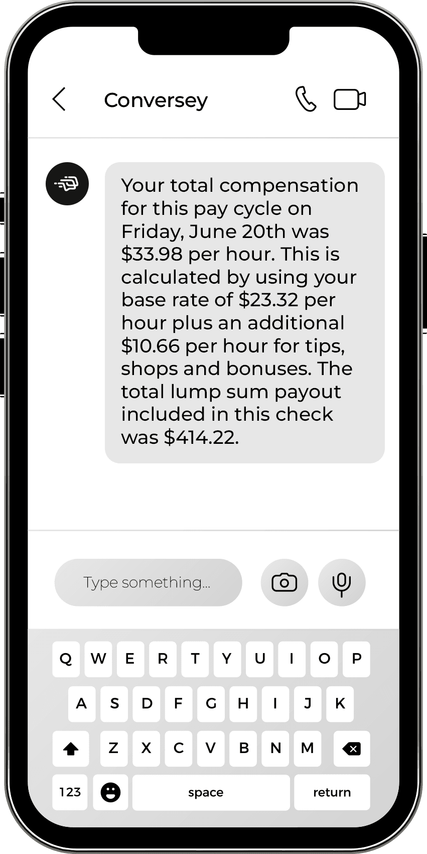 Total Compensation Text Message